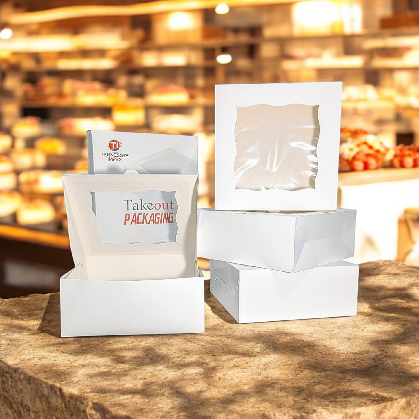 25-Pack Premium Cake Boxes with Clear Window | Durable Bleach Board Take-Out Packaging for Cakes, Cupcakes, Pies, Donuts & Treats – Large (12x12x5"), Medium (10x10x4"), Small (8.5x8.5x3") Sizes