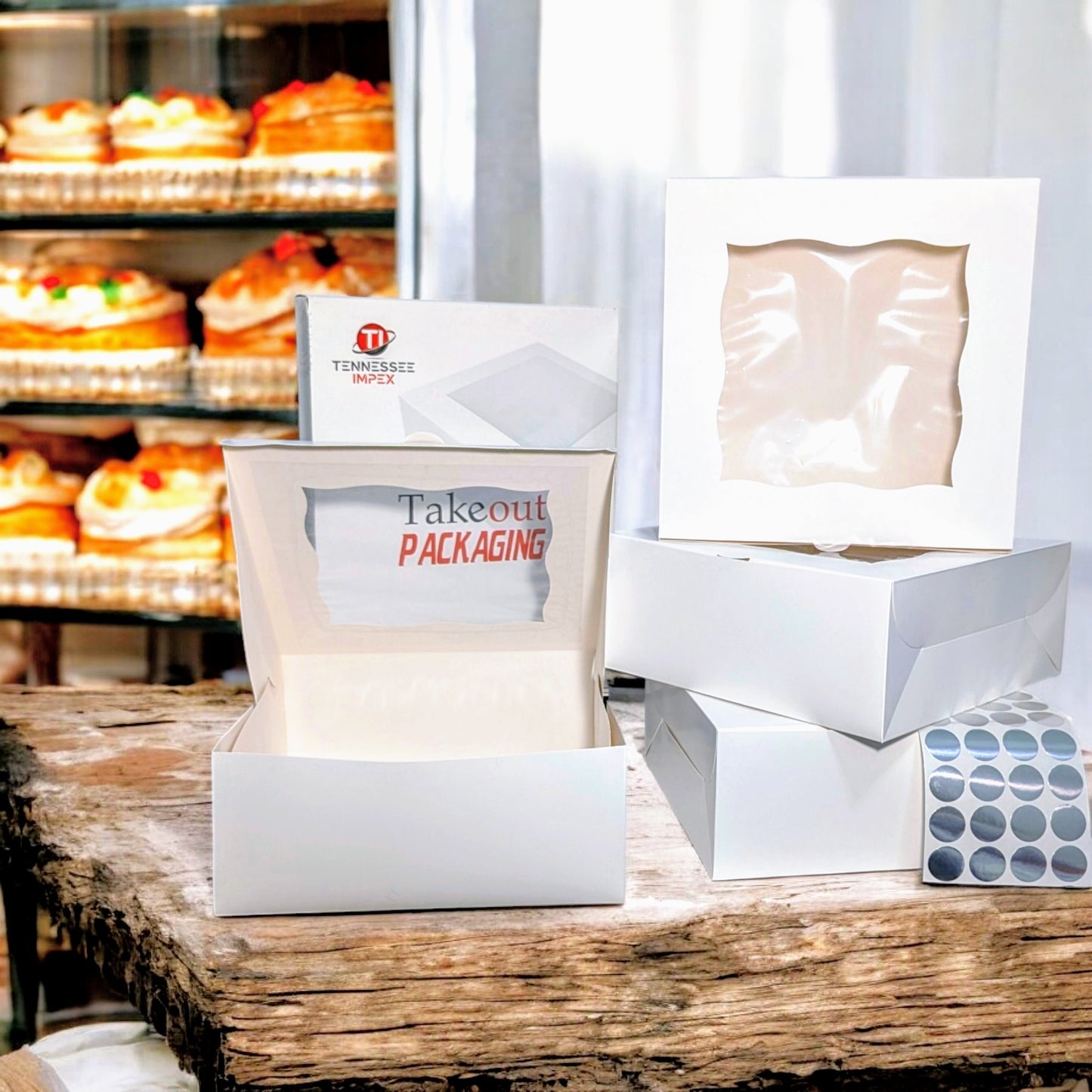 25-Pack Premium Cake Boxes with Clear Window | Durable Bleach Board Take-Out Packaging for Cakes, Cupcakes, Pies, Donuts & Treats – Large (12x12x5"), Medium (10x10x4"), Small (8.5x8.5x3") Sizes