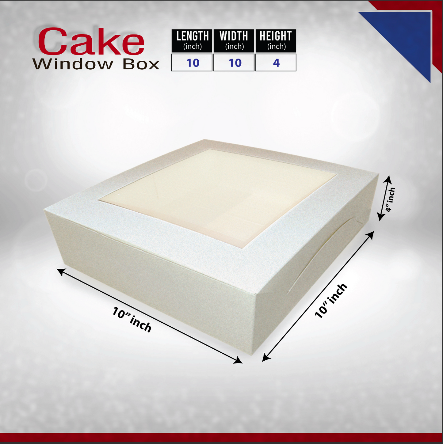 25-Pack Premium Cake Boxes with Clear Window | Durable Bleach Board Take-Out Packaging for Cakes, Cupcakes, Pies, Donuts & Treats – Large (12x12x5"), Medium (10x10x4"), Small (8.5x8.5x3") Sizes