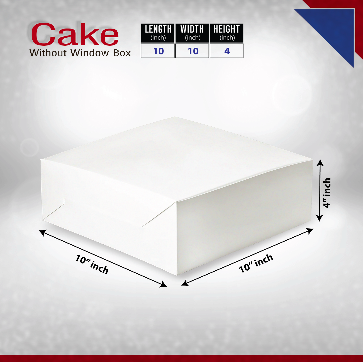 Plain white cake box with no window