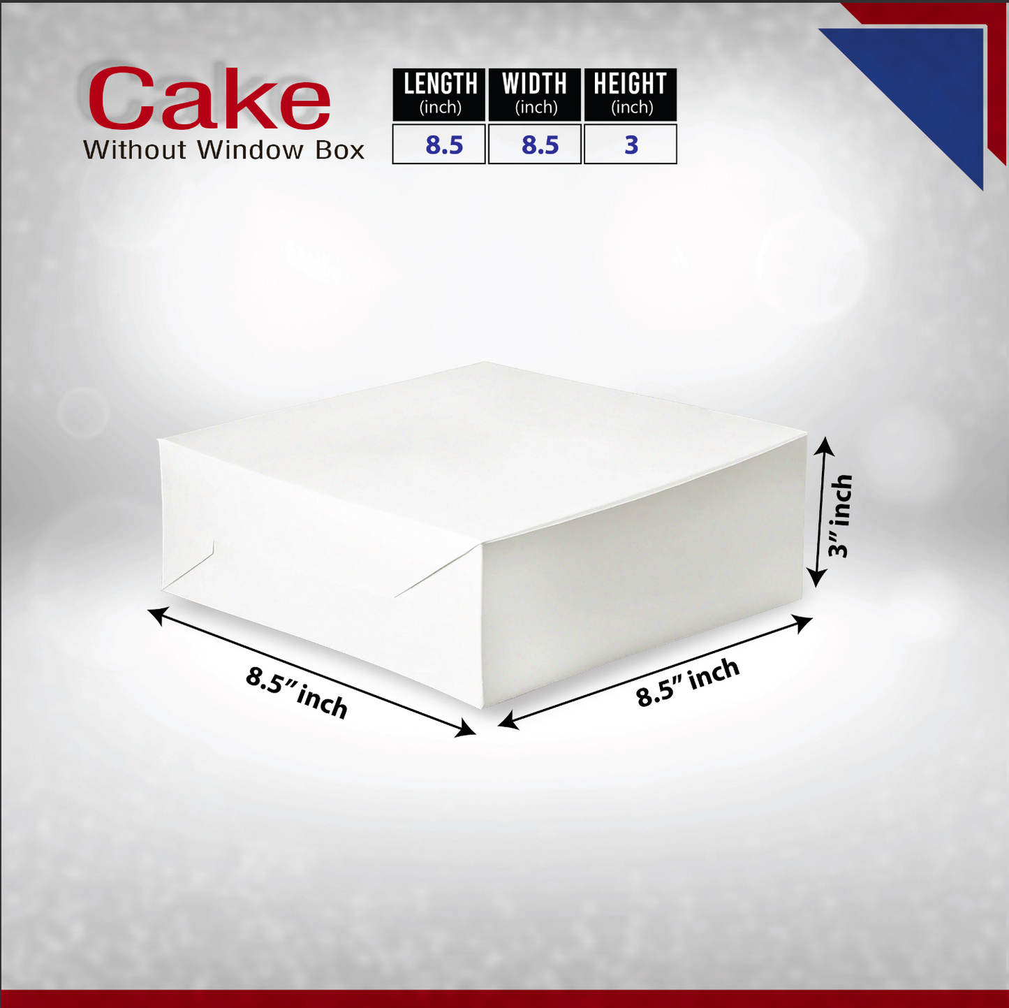 Plain white cake box with no window