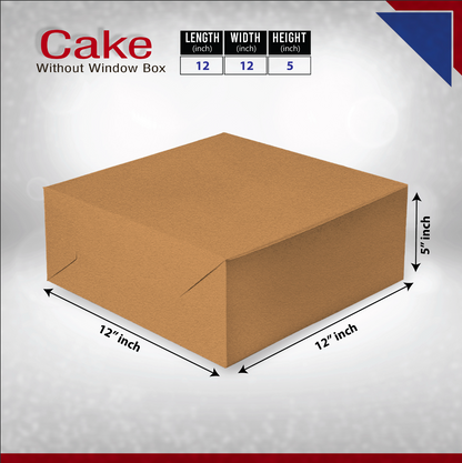 25-Pack Kraft Bakery Cake Boxes | Sturdy Eco-Friendly Take-Out Packaging for Cakes, Cupcakes, Pies, Donuts & Treats – Large (12x12x5"), Medium (10x10x4"), Small (8.5x8.5x3") Sizes