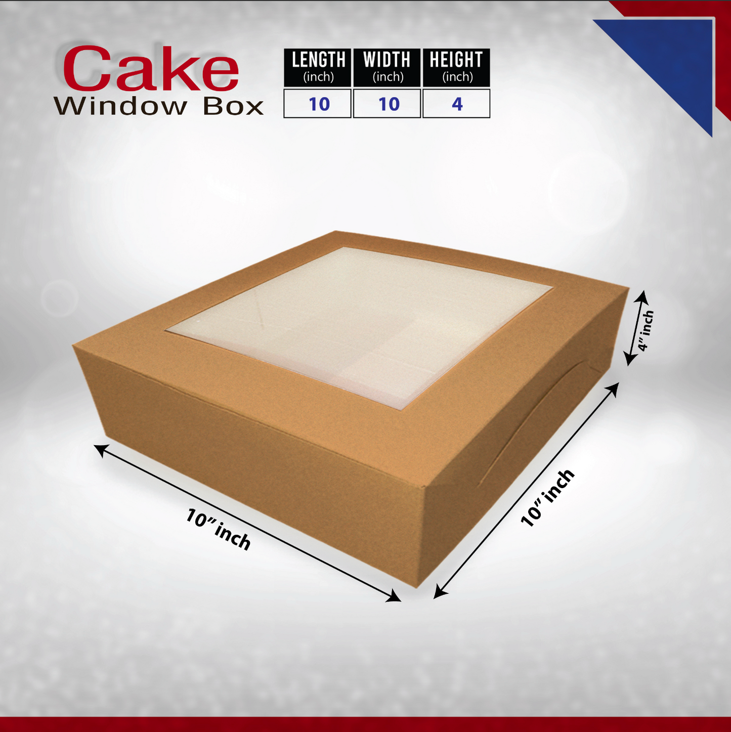 25-Pack Kraft Bakery Cake Boxes with Clear Window | Eco-Friendly Take-Out Packaging for Cakes, Cupcakes, Pies, Donuts & Treats – Large (12x12x5"), Medium (10x10x4"), Small (8.5x8.5x3") Sizes